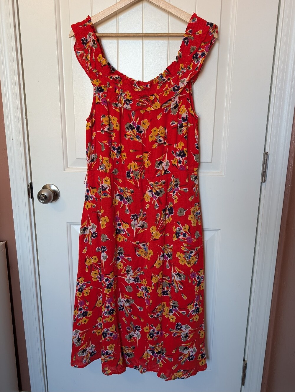 Anthropologie 47 of 52 Conversations Limited Run Floral Midi Dress W12 Red